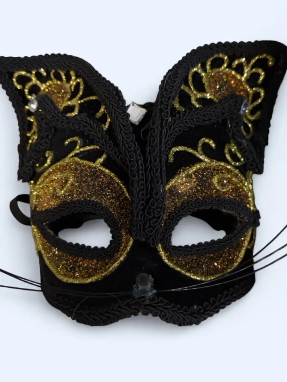 Black & Gold Cat kids or women’s Masquerade Mask - Fashion Accessory